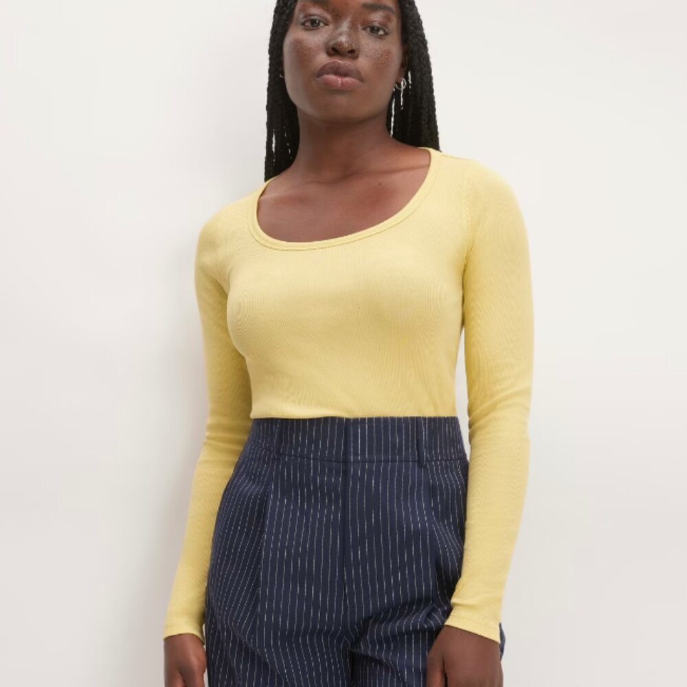 Everlane Supima Micro Rib Cropped Long-Sleeve Crew